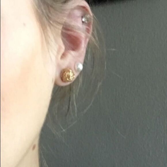 18k Plated Gold Love Knot Stud Earrings - Picture 5 of 7